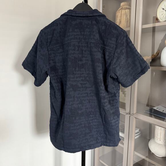 OAS Cuba Heavyweight Terrycloth Night Lagoon Short Sleeve Shirt L NEW Button Up - Picture 5 of 7